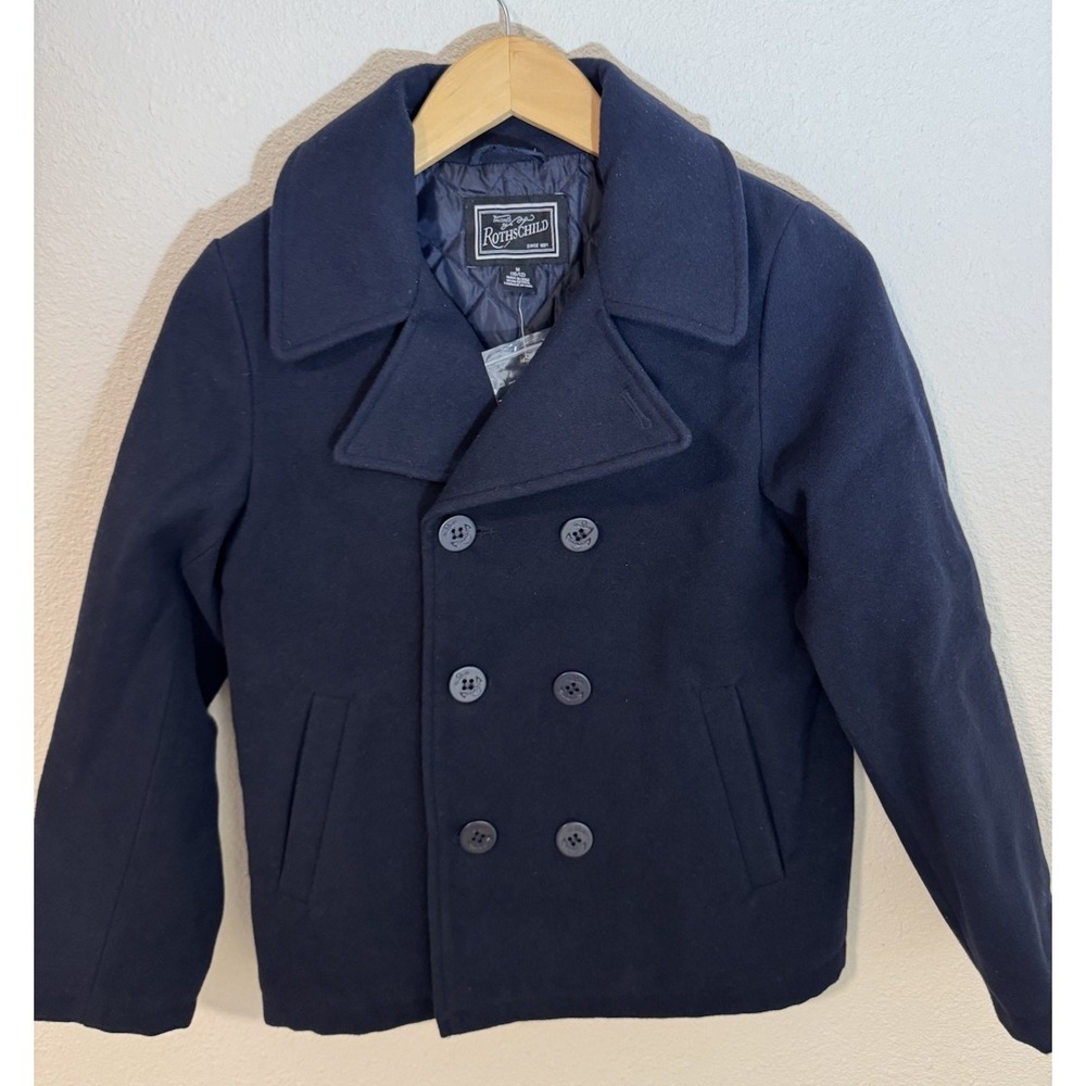 Tailored by Rothschild Boys‎ M (10-12) Navy Blue Lapel Collar Coat Front Buttons
